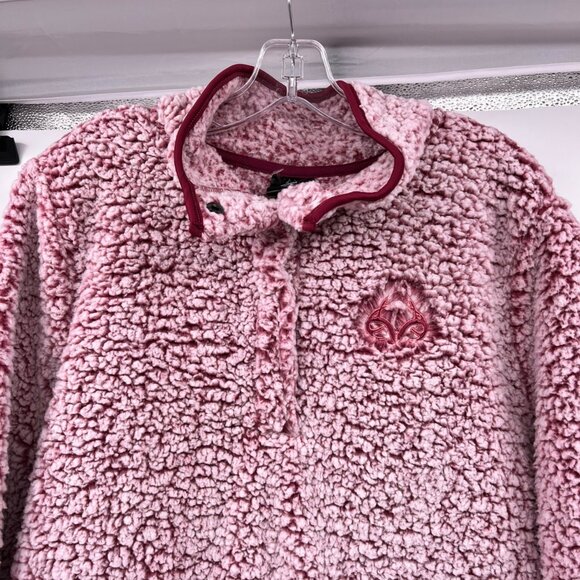 Real Tree by Colosseum Womens Sherpa Pullover Plum/Pink Size XL Pockets - Picture 2 of 9